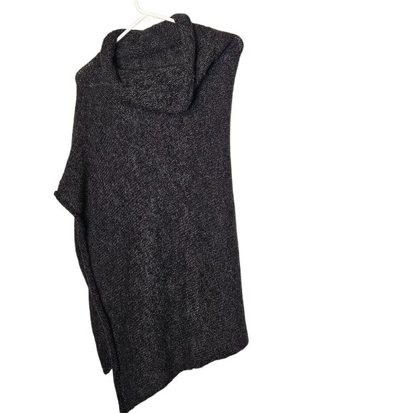 Handmade Hand Knitted Mohair Wool Loose Knit Poncho‎ Charcoal Gray Cowl Neck - Picture 1 of 5